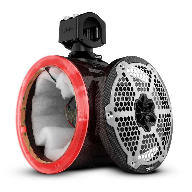 DS18 Marine And Powersports Towers 8in RGB LED Lights Black Carbon Fiber Speakers Not Included - CF-X8TP.NS