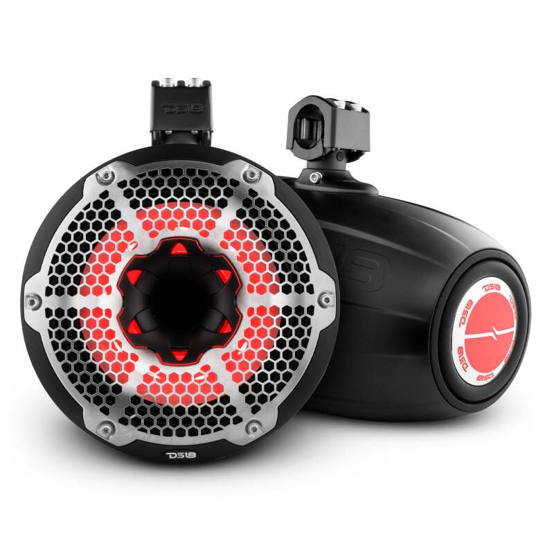 DS18 Marine And Powersports Towers w/ Built In 10in 1in Driver 300 Watts RMS RGB LED Lights Black - NXL-X10TPNEO/BK
