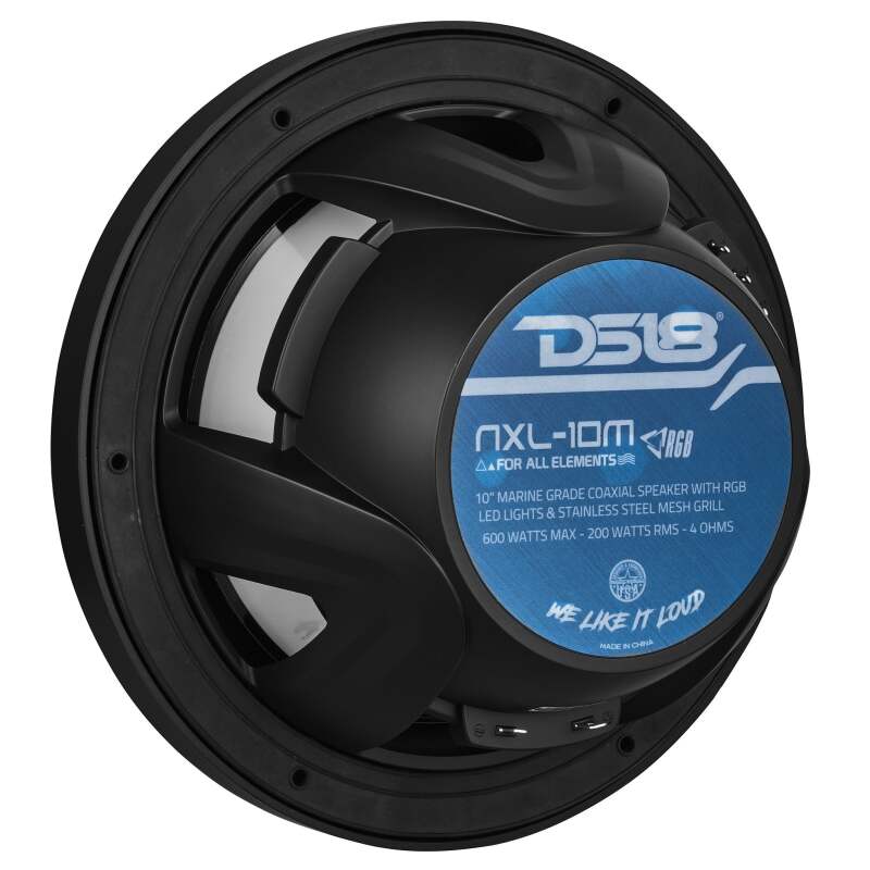 DS18 NXL-M Series Speaker w/ RGB LED Lights 10in 2-Way 200Watts RMS 4 ohm Black - NXL-10M/BK