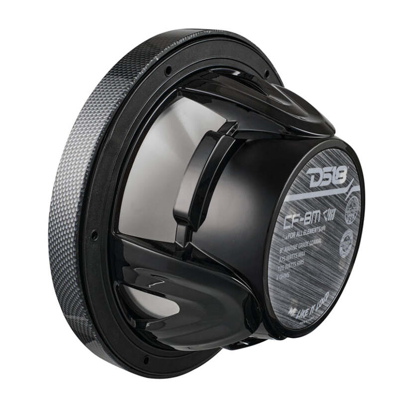 DS18 NXL-M Series Speaker w/ RGB LED Lights 8in 2-Way 125 Watts RMS 4 ohm Black Crbn Fiber w/ Cover - CF-8M