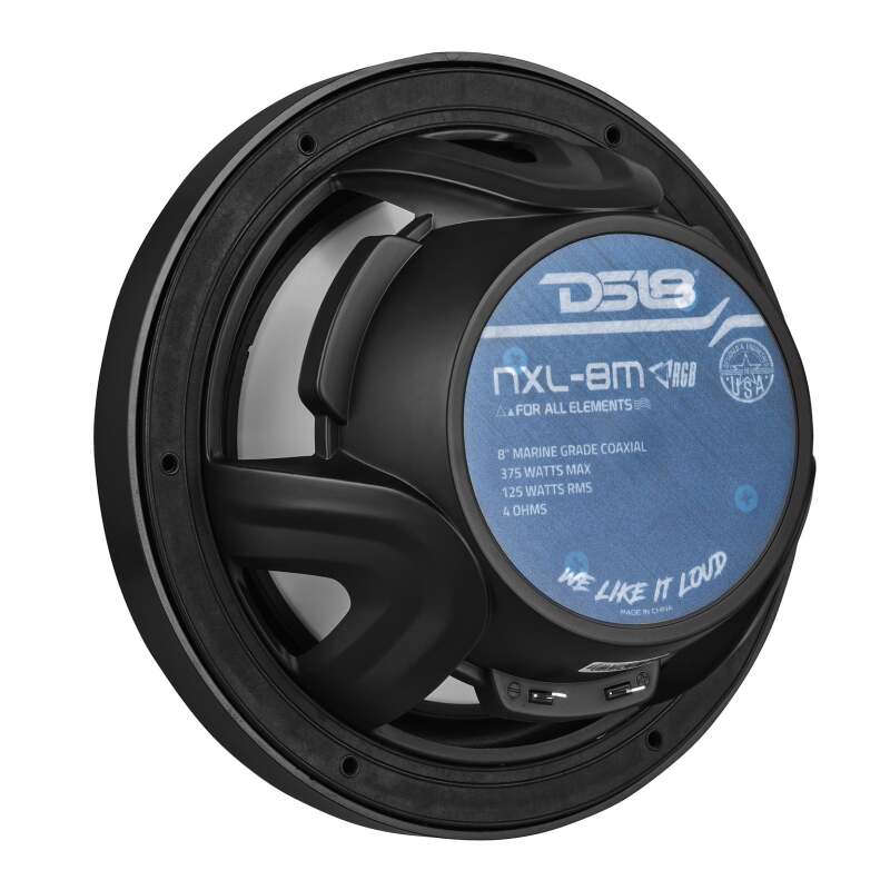 DS18 NXL-M Series Speaker w/ RGB LED Lights 8in 2-Way 125 Watts RMS 4 ohm Black - NXL-8M/BK