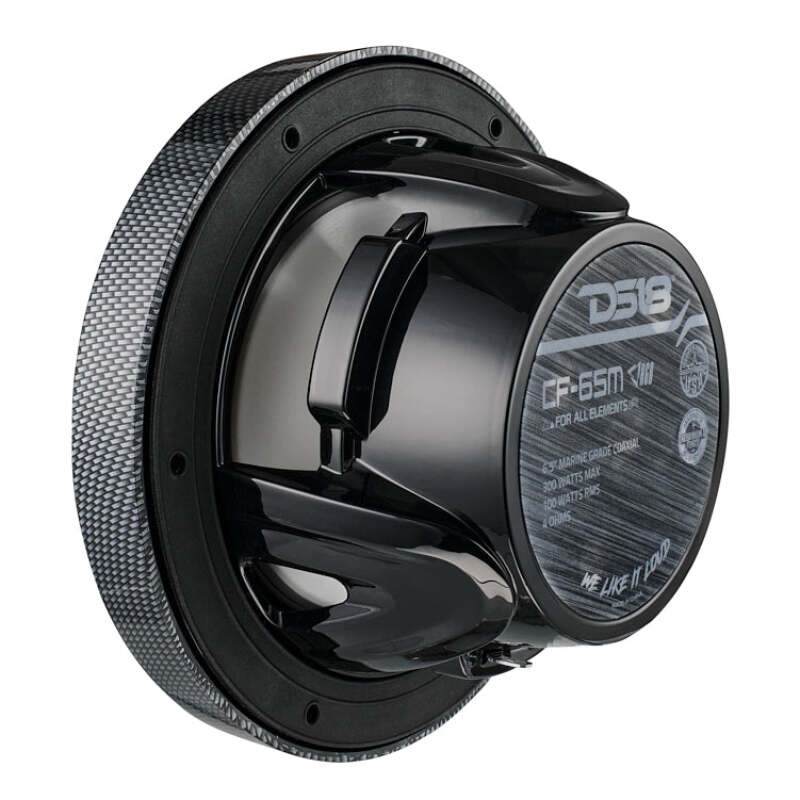 DS18 NXL-M Series Spkr w/ RGB LED Lights 6.5in 2-Way 125 Watts RMS 4 ohm Black Crbn Fiber w/ Cover - CF-65M