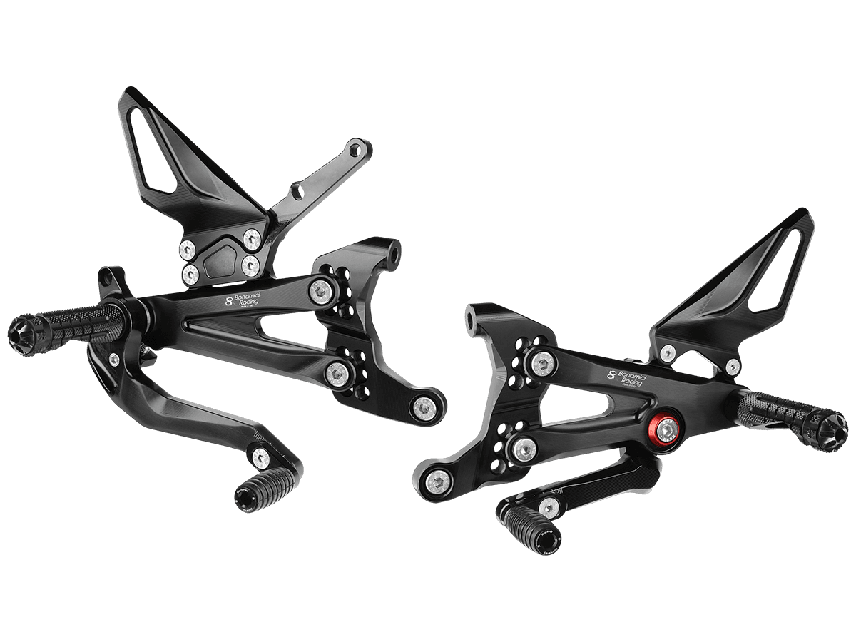 Bonamici Ducati Panigale V4 S/R Rearsets (w/ Carbon Fiber Heel Guards) (SingleArm Rear)