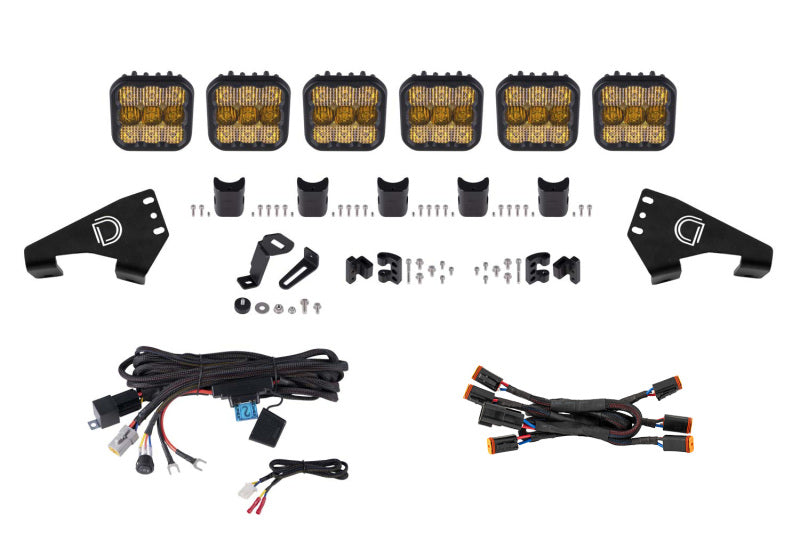 Diode Dynamics 20-Present Polaris RZR SS5 Pro CrossLink Roof - Yellow Combo Lightbar Kit - DD7633