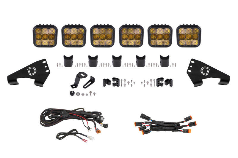 Diode Dynamics 20-Present Polaris RZR SS5 Sport CrossLink Roof - Yellow Combo Lightbar Kit - DD7631