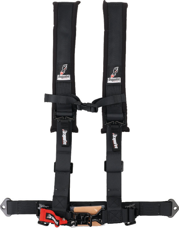 DragonFire Racing Harness- H-Style- 4-Point- 2in Buckle- Black - 521271