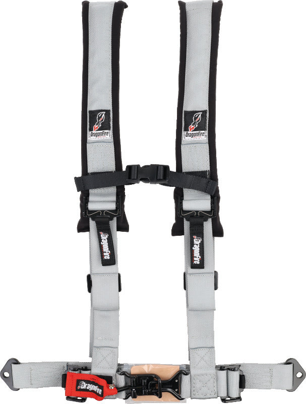 DragonFire Racing Harness- H-Style- 4-Point- 2in Buckle- Grey - 521274