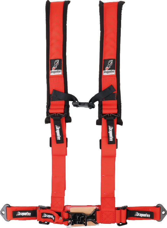 DragonFire Racing Harness- H-Style- 4-Point- 2in Buckle- Red - 521272