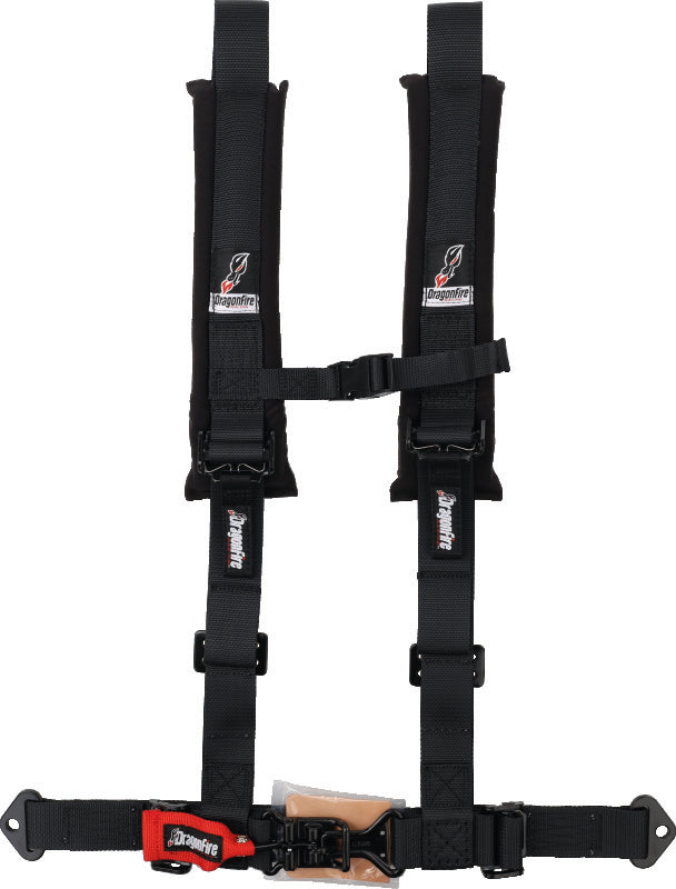 DragonFire Racing Harness- H-Style- 4-Point- 2in Youth- Black - 520872