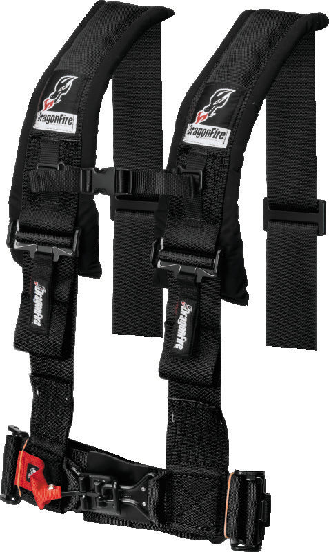 DragonFire Racing Harness- H-Style- 4-Point- 3in Buckle- Black - 521354