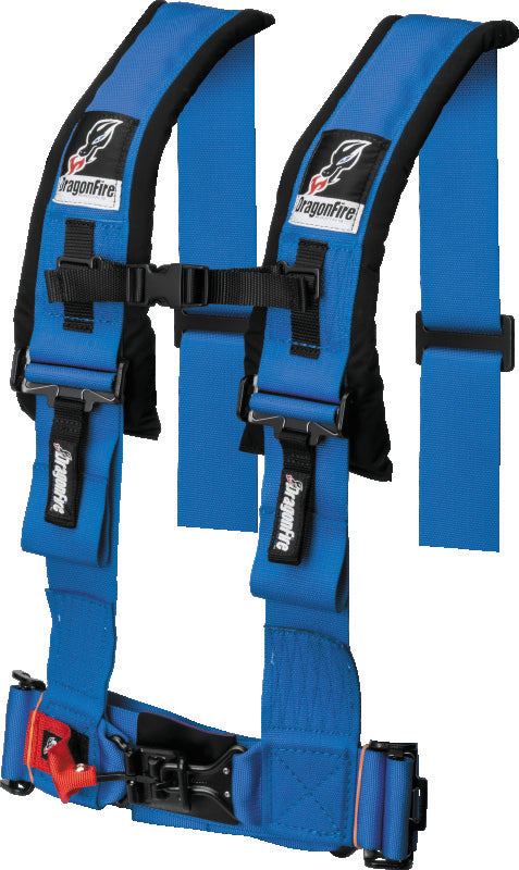 DragonFire Racing Harness- H-Style- 4-Point- 3in Buckle- Blue - 521356