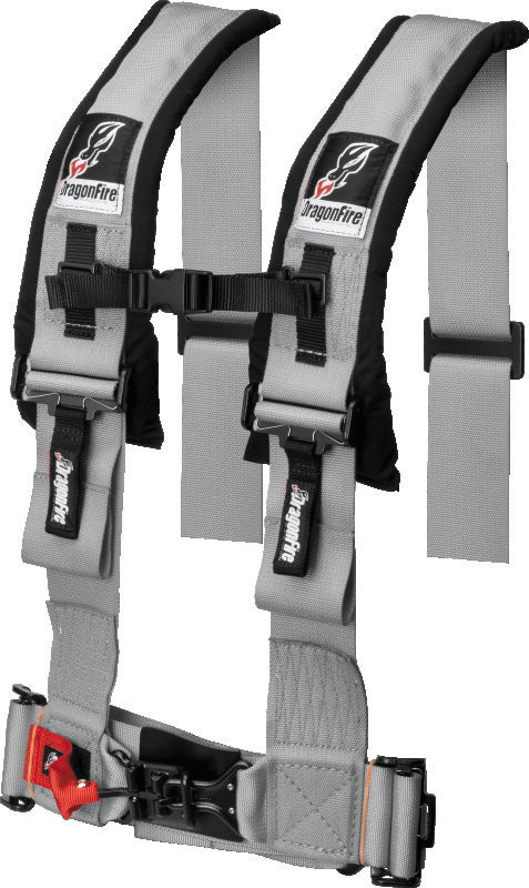 DragonFire Racing Harness H Style- 4-Point- 3in Buckle- Grey - 521357