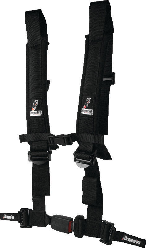 DragonFire Racing Harness H-Style- 4-Point- EZ-Adjust- 2in Buckle- Black - 522044