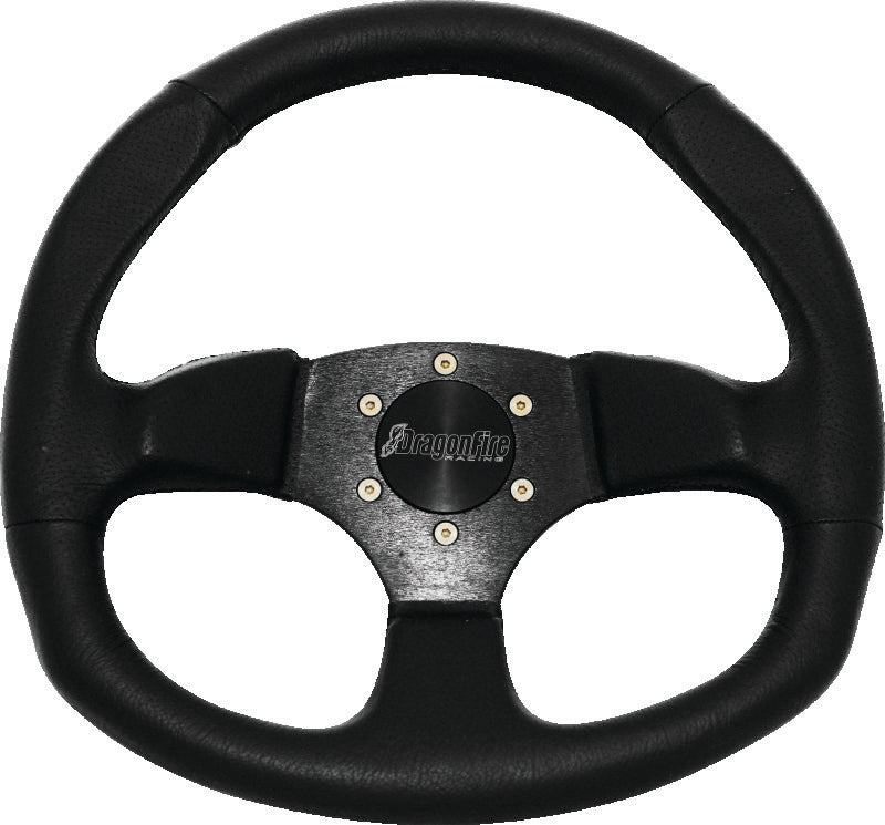 DragonFire Racing Steering Wheels - D-Shaped- Vinyl- Black- 0in offset - 520969