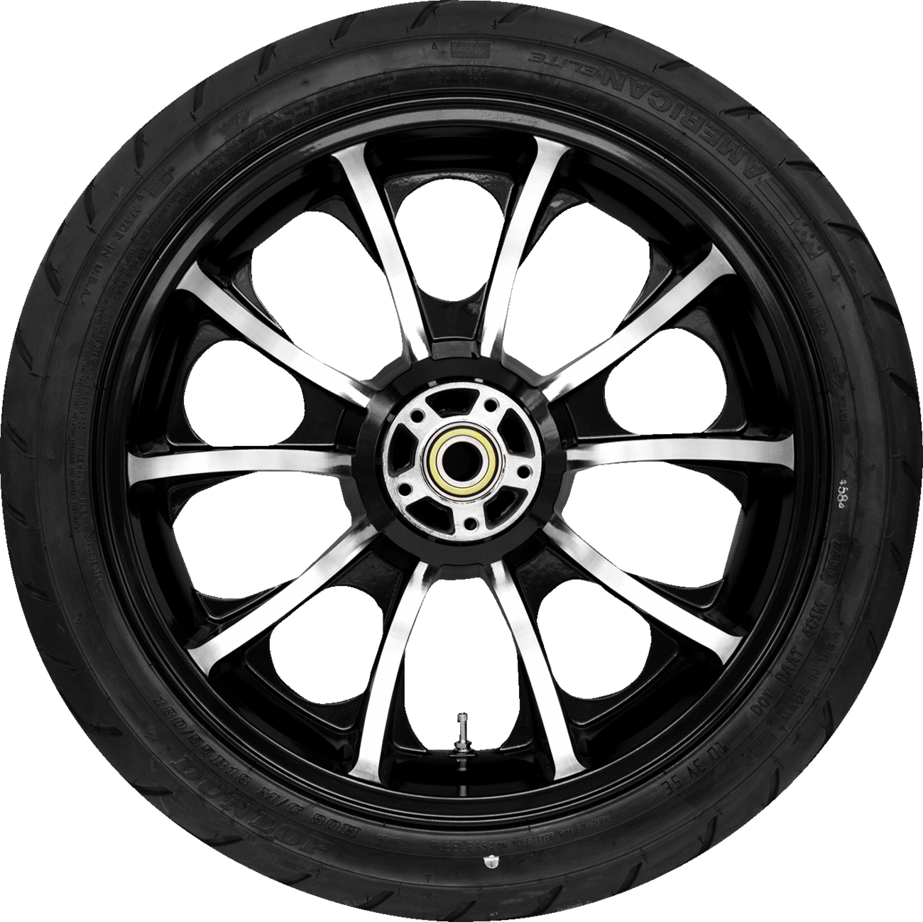 COASTAL MOTO Largo Rear Wheel - Black Cut (18") | Dunlop AE2 Tire (180/55B18) 0336-0051