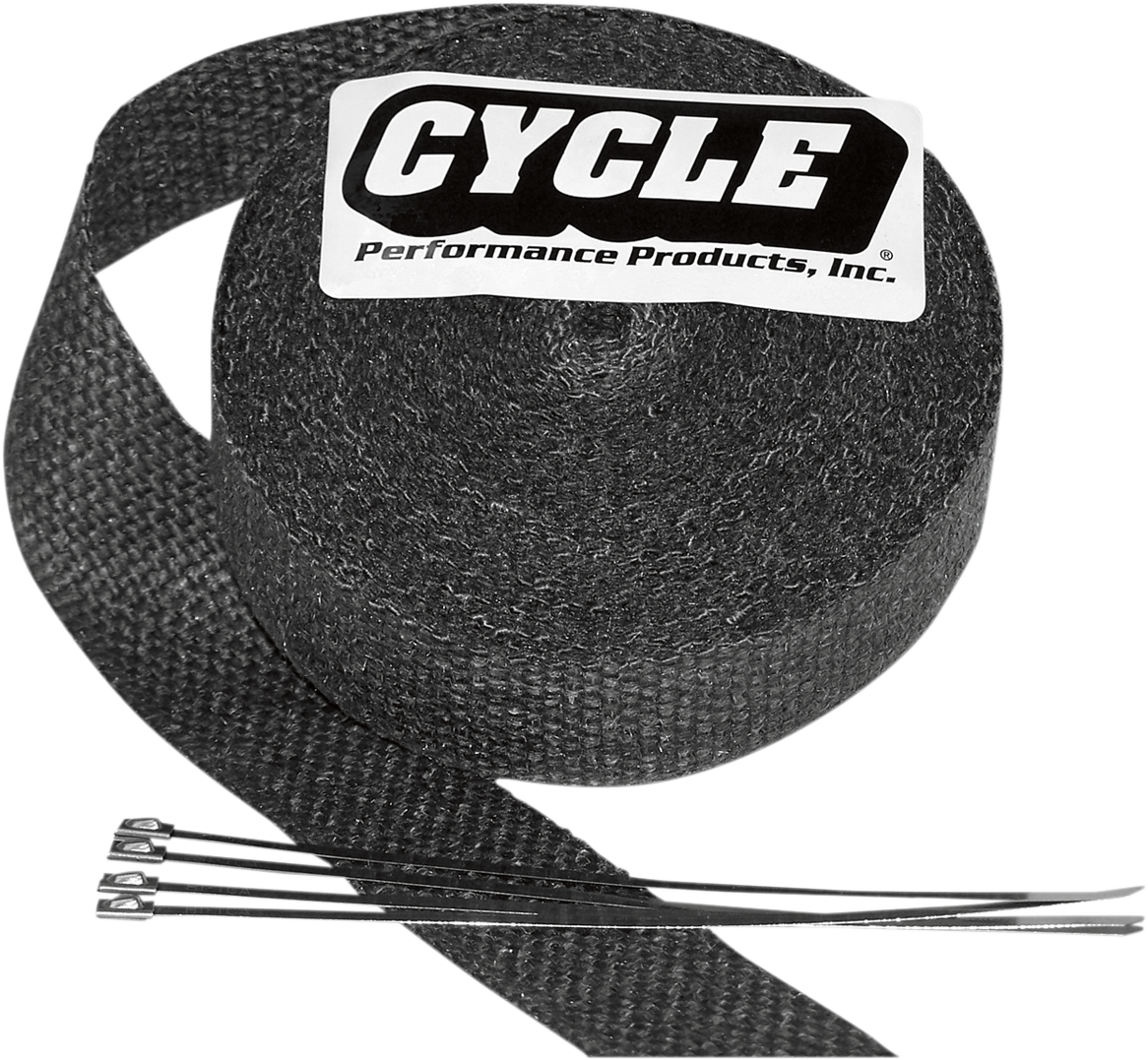 CYCLE PERFORMANCE PROD. Fiberglass Exhaust Wrap Kit - Black / 2" x 25' 1861-0539