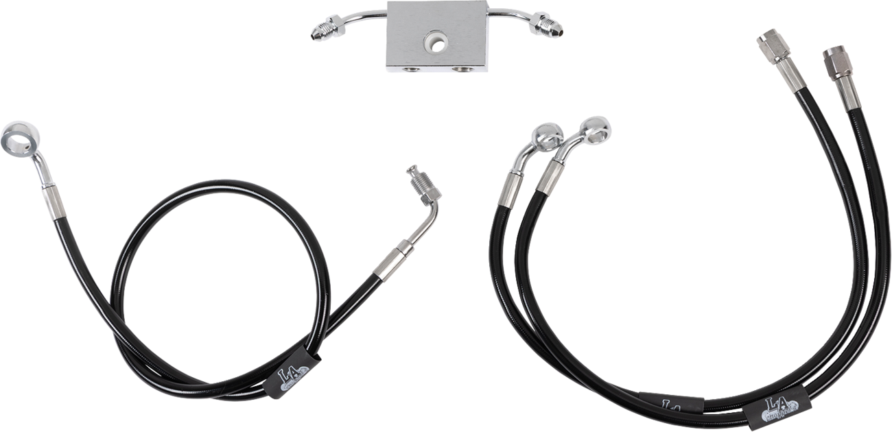 LA CHOPPERS Black Braided Brake Line Kit