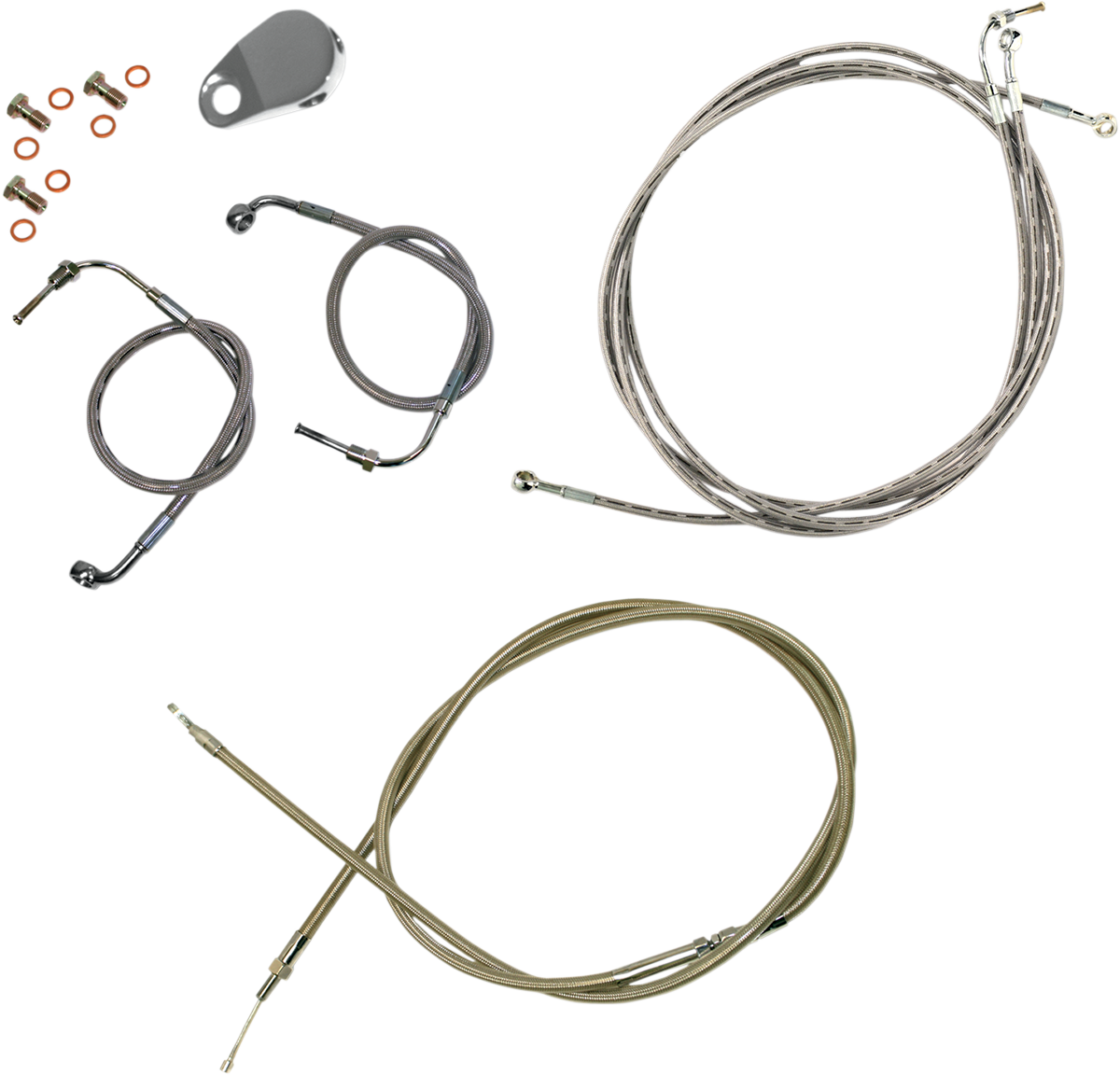 LA CHOPPERS Standard Stainless Braided Handlebar Cable/Brake Line Kit
