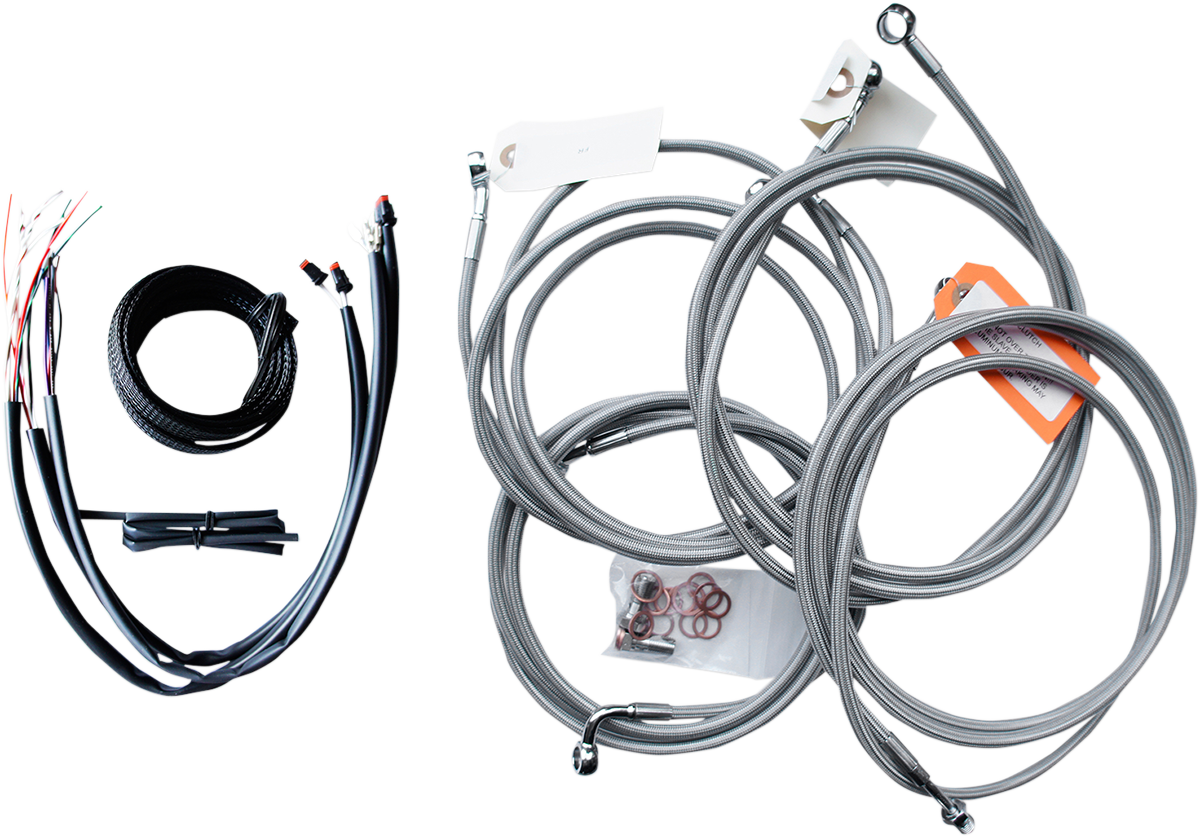 LA CHOPPERS Complete Stainless Braided Handlebar Cable/Brake Line Kit — Cable Kit