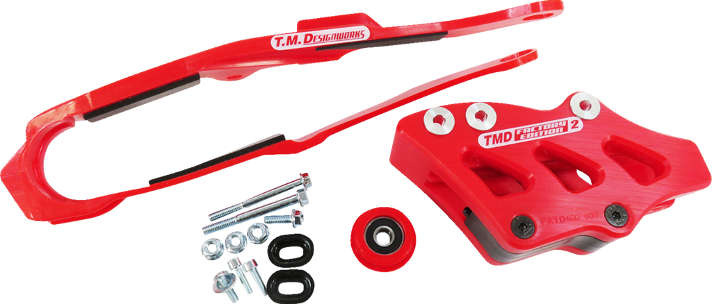 T.M. DESIGNWORKS Chain Guide and Slider Kit - Chain Guide/Slider / Red / Honda 1231-1548