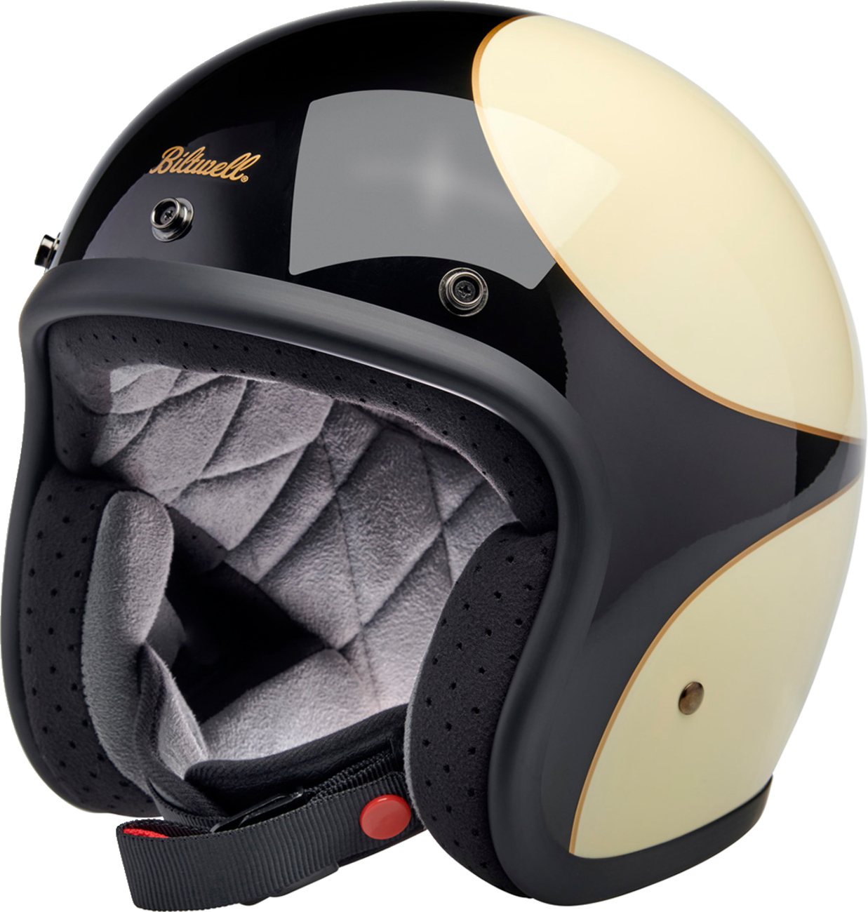 BILTWELL Bonanza Helmet - Gloss Vintage White/Black Scallop / Small 0104-3170