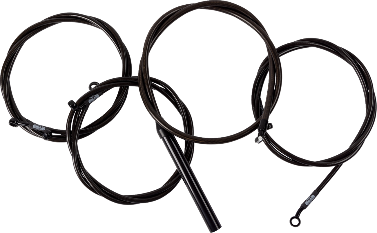LA CHOPPERS Complete Midnight Braided Handlebar Cable/Brake Line Kit — Standard