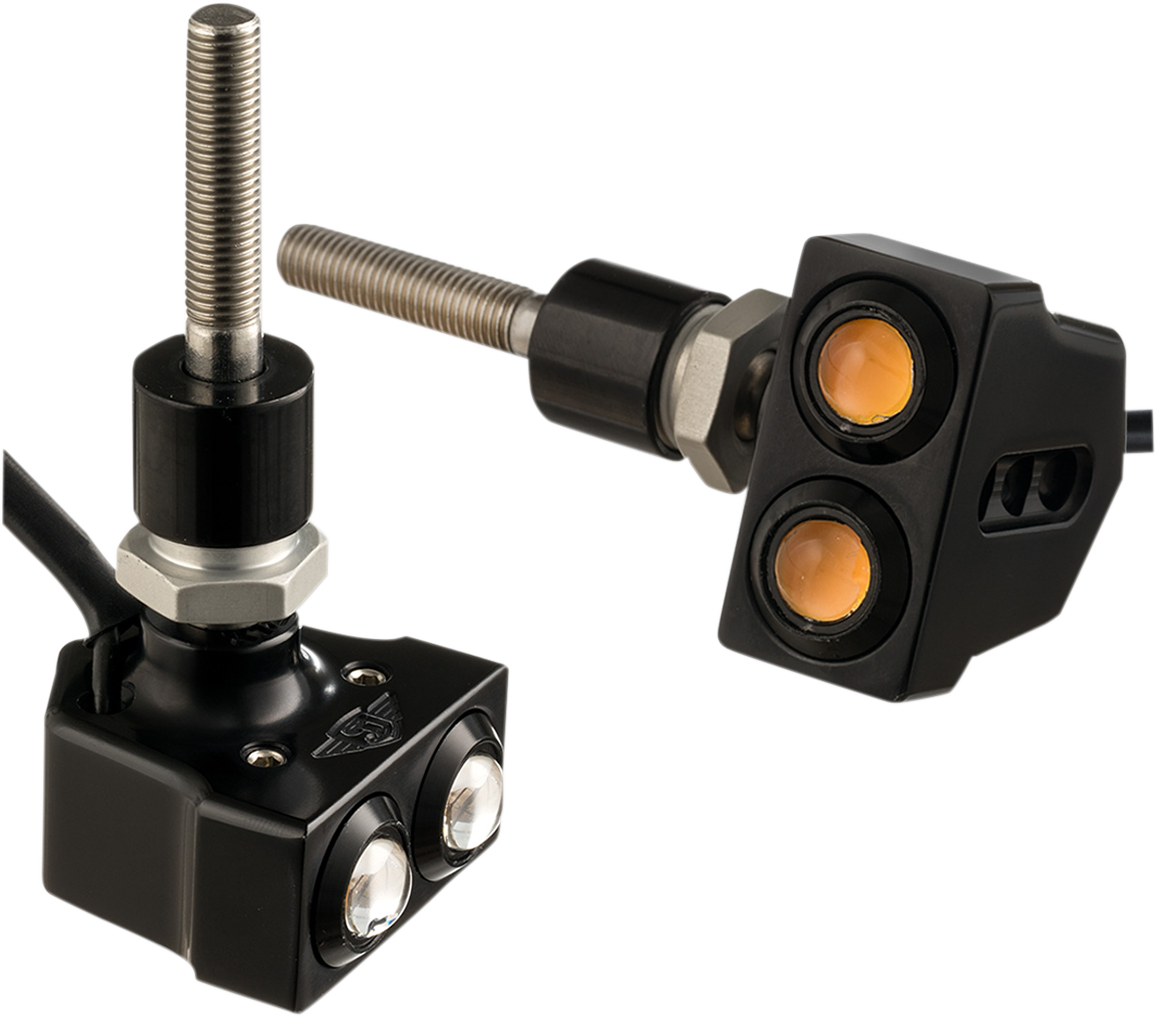 JOKER MACHINE Rat Eye LED Mirror Mount Turn Signals — Dual - Rat Eye Mirror-Mount Turn Signals / Dual / Black 2020-1447
