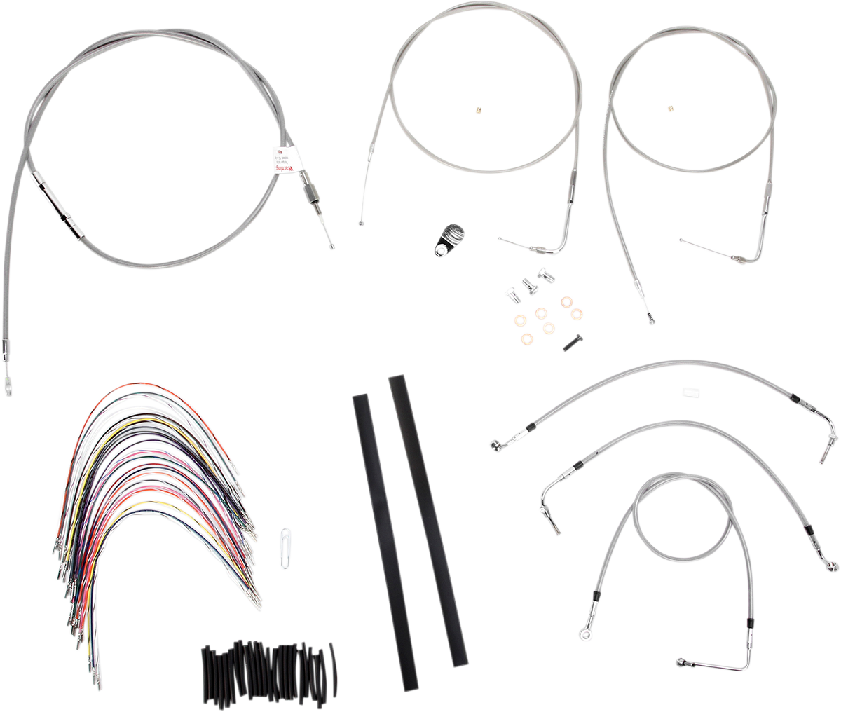 BURLY BRAND Complete Stainless Braided Handlebar Cable/Brake Line Kit - 16" Ape Hangers / '00-'06 Touring 0610-0732
