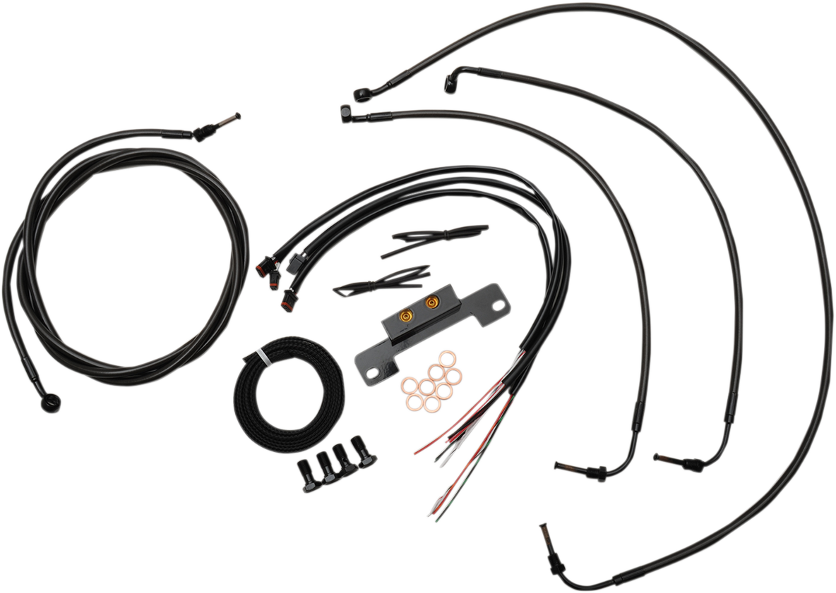 LA CHOPPERS Complete Midnight Braided Handlebar Cable/Brake Line Kit — Standard