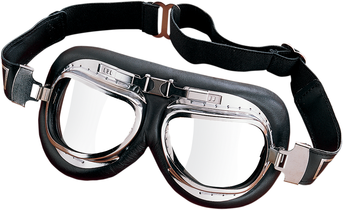 EMGO Contoured Roadhawk Leather Goggle - Contoured Roadhawk Goggle / Clear Lens DS-110342