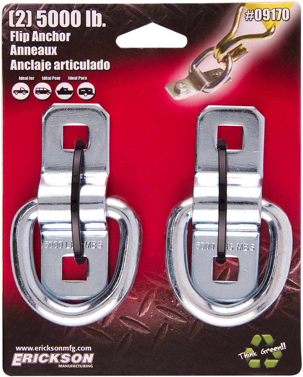 ERICKSON 5,000 lb-Rated Flip-Style Anchor Rings - Flip-Style Anchor Rings / 5000 lb-Rated 3920-0413