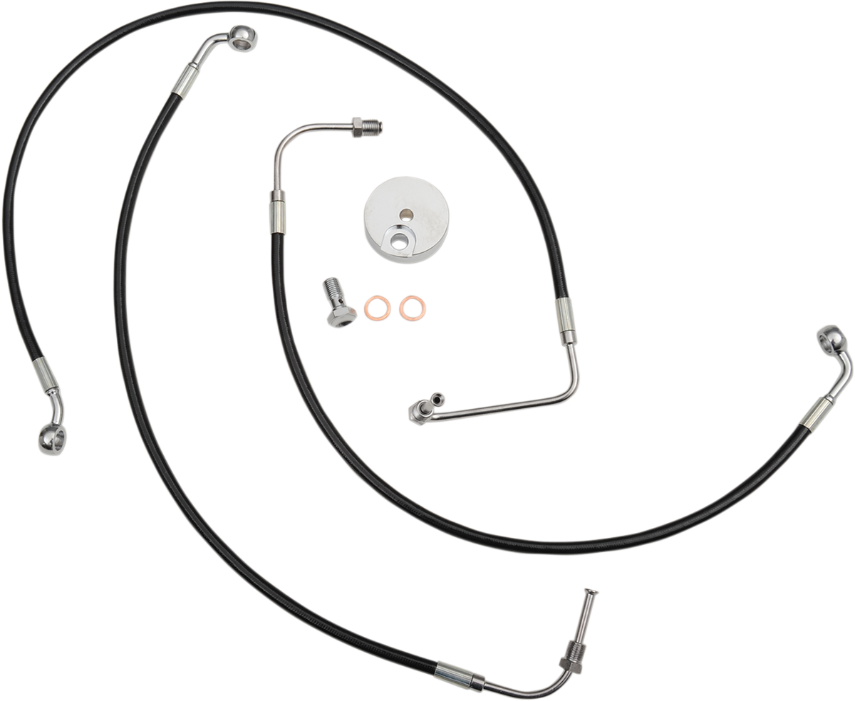 LA CHOPPERS Black Braided Brake Line Kit