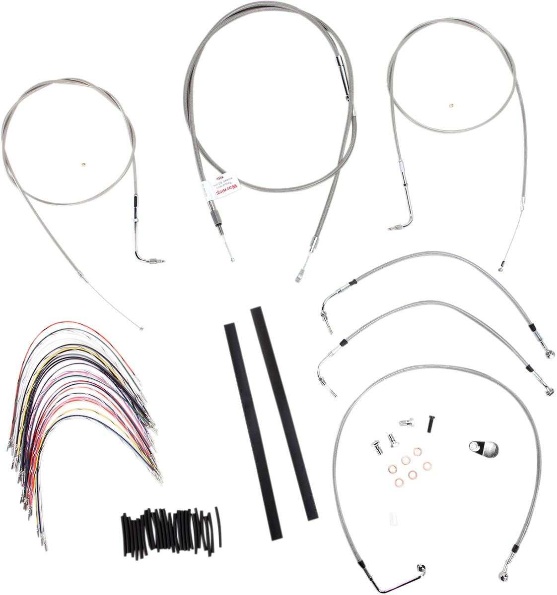 BURLY BRAND Complete Stainless Braided Handlebar Cable/Brake Line Kit - 16" Ape Hangers / '97-'99 Touring 0610-0729