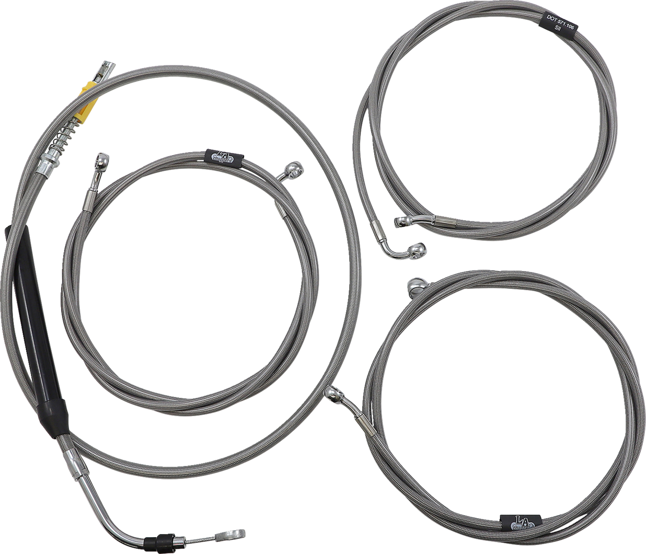LA CHOPPERS Standard Stainless Braided Handlebar Cable/Brake Line Kit
