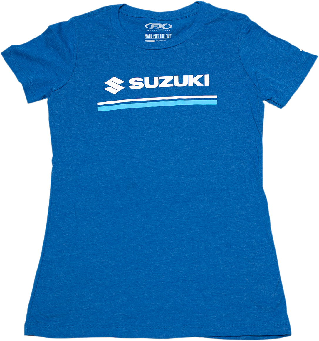 FACTORY EFFEX Women's Suzuki Stripes T-Shirt - Heather Royal Blue / Large 3031-3567