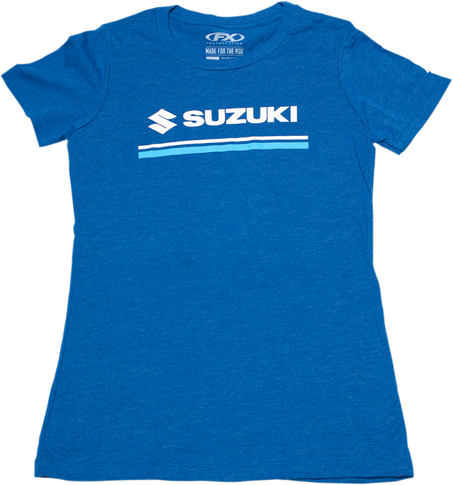 FACTORY EFFEX Women's Suzuki Stripes T-Shirt - Heather Royal Blue / Large 3031-3567