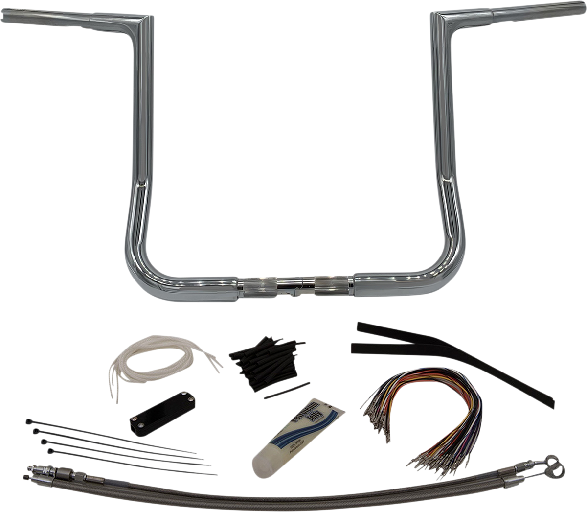 FAT BAGGERS INC. 1-1/4" EZ Install Flat Top Handlebar Kit - 14" / Chrome 0601-5538