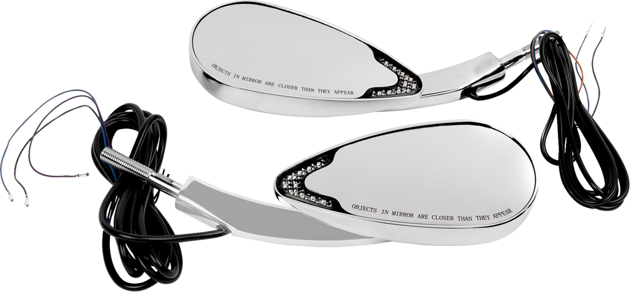 CUSTOM DYNAMICS Mirrors - Side View / with LED Turn Signal / Chrome / Pair 0640-1760
