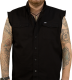 LETHAL THREAT FTW Skull Printed Sleeveless Button Down Shirt