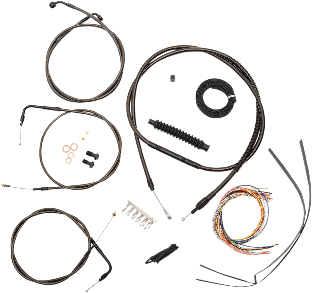 LA CHOPPERS Complete Midnight Braided Handlebar Cable/Brake Line Kit — Standard