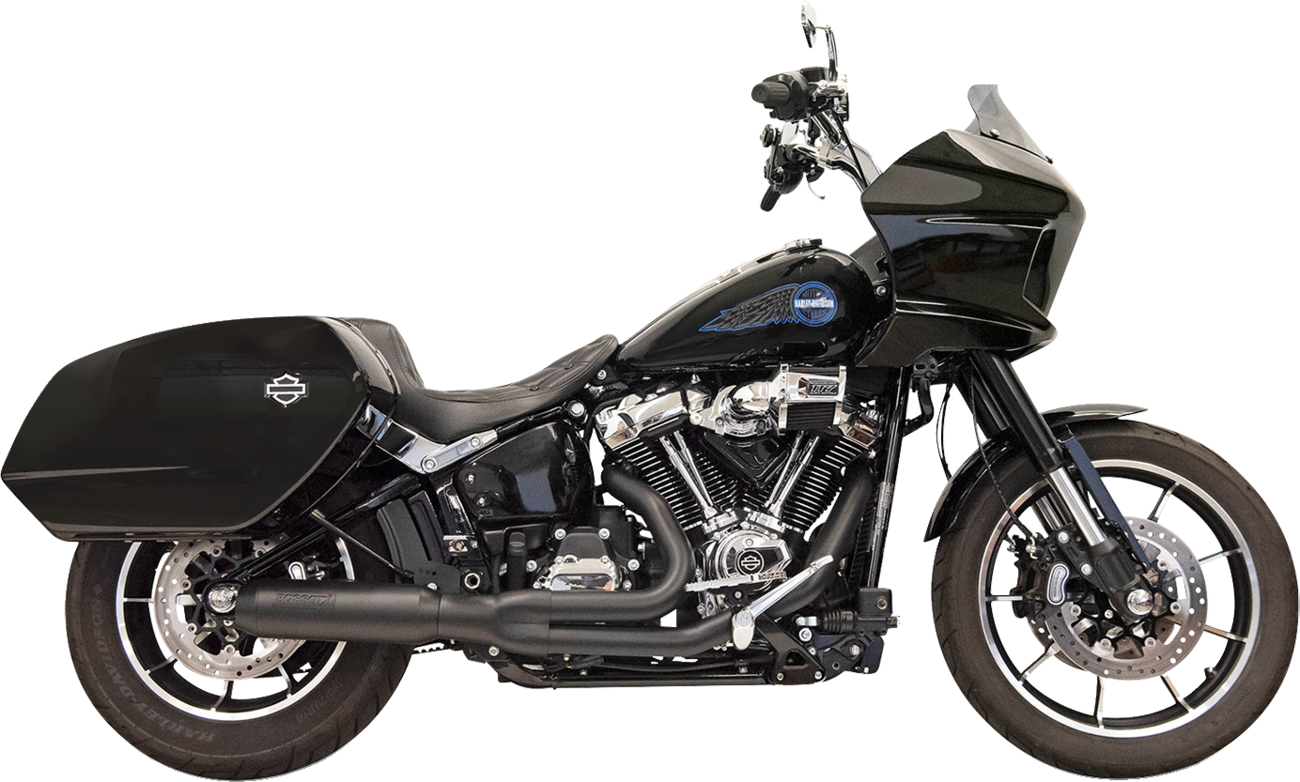 2-into-1 Exhaust System with Superbike Muffler - 4" - Black - Softail M8
