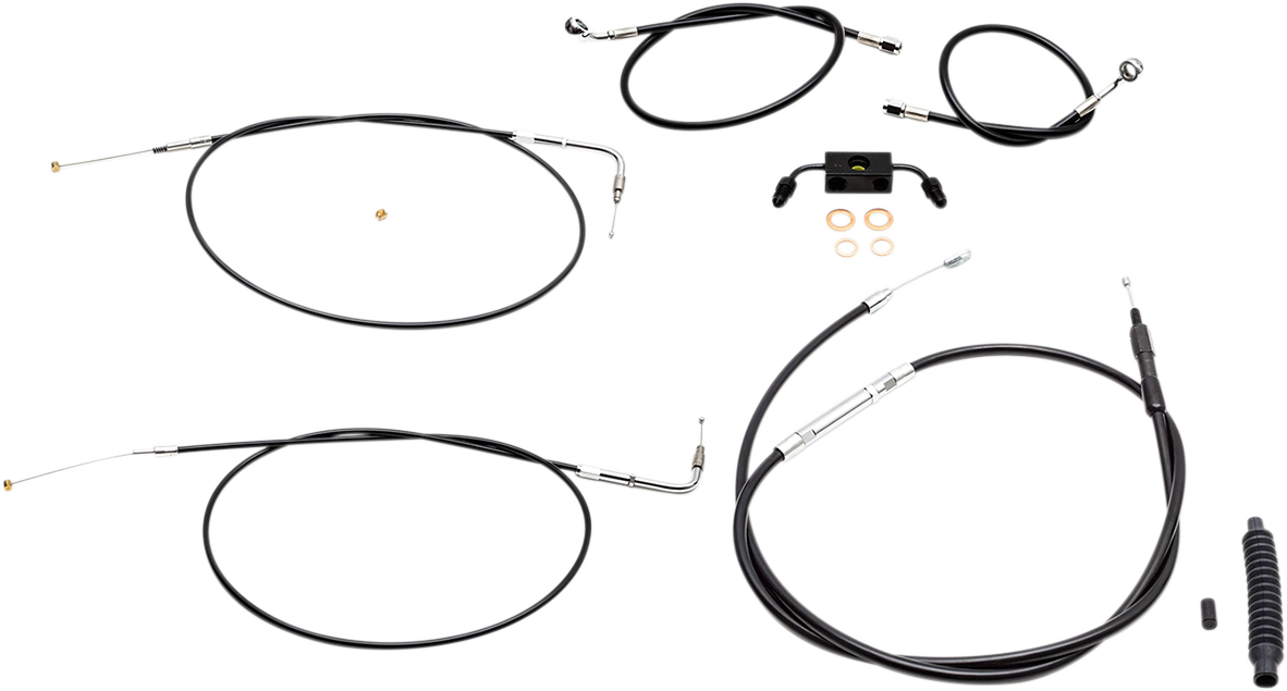 LA CHOPPERS Standard Black Vinyl Handlebar Cable/Brake Line Kit — Ape Hanger