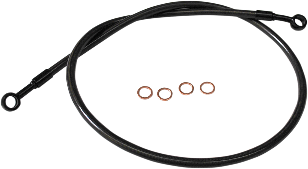 LA CHOPPERS Scout Complete Stainless Braided Handlebar Cable/Brake Line Kit - 12"-14" Handlebars / Midnight 0662-0459