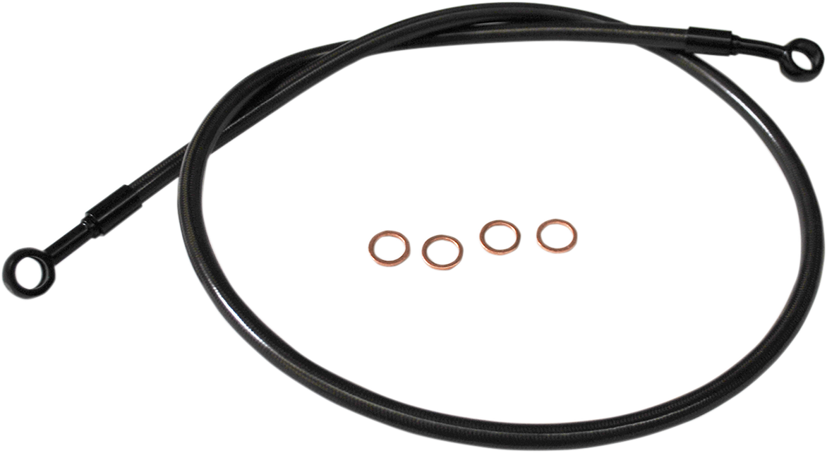 LA CHOPPERS Scout Complete Stainless Braided Handlebar Cable/Brake Line Kit - 12"-14" Handlebars / Midnight 0662-0459