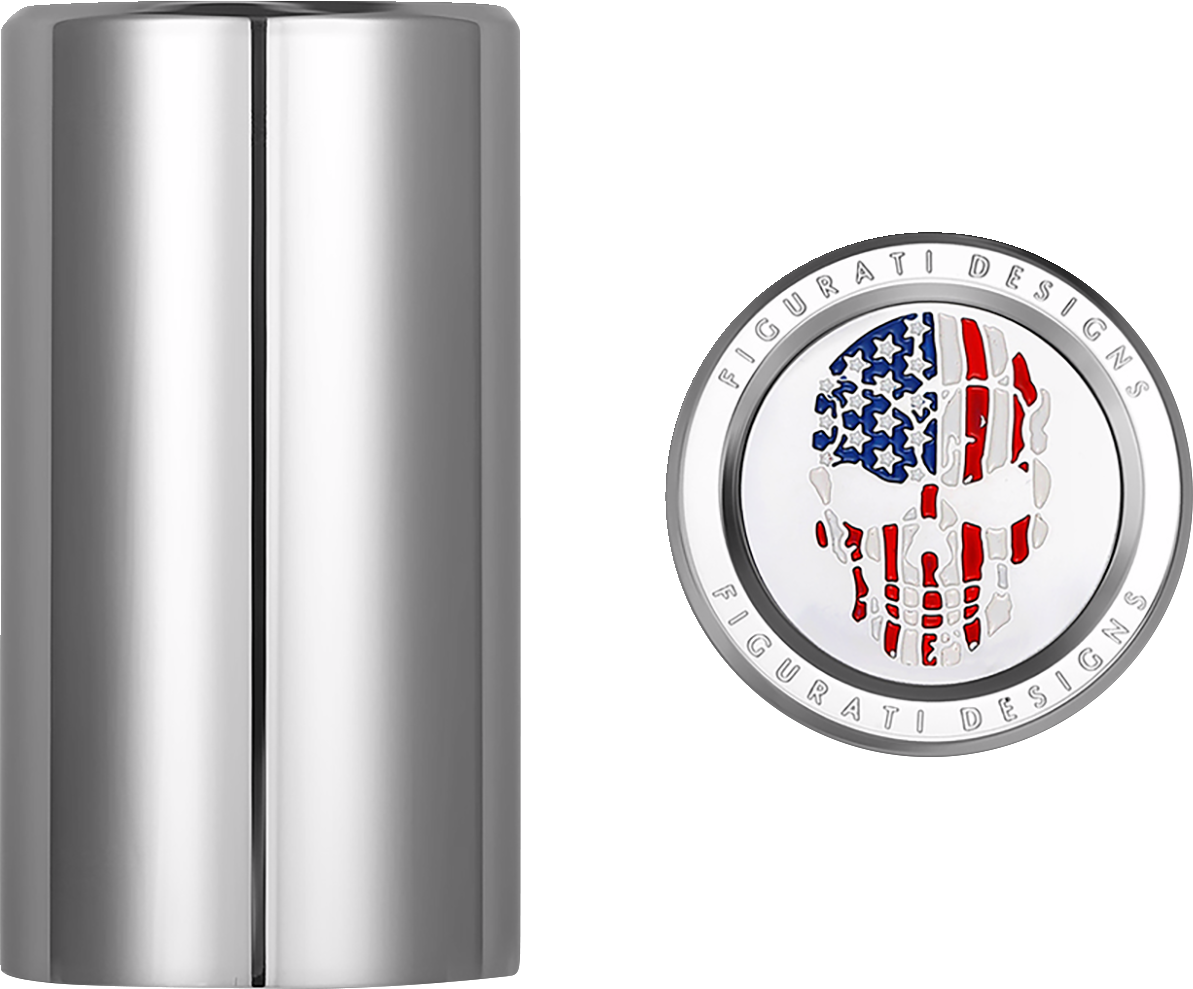 FIGURATI DESIGNS Docking Covers - American Flag Skull / Contrast Cut / Silver 3550-0355