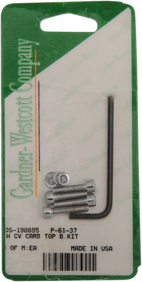 GARDNER-WESTCOTT Carburetor Socket-Head Bolt Kit - Bolt Kit / CV Carburetor / Top Cover / Socket-Head / Chrome DS-190695