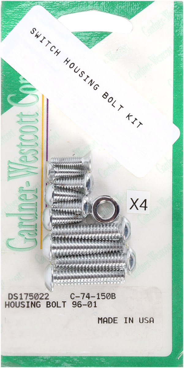 GARDNER-WESTCOTT Switch Housing Bolt Kit - Bolt Kit / Switch Housing / Socket-Head / Chrome DS175022
