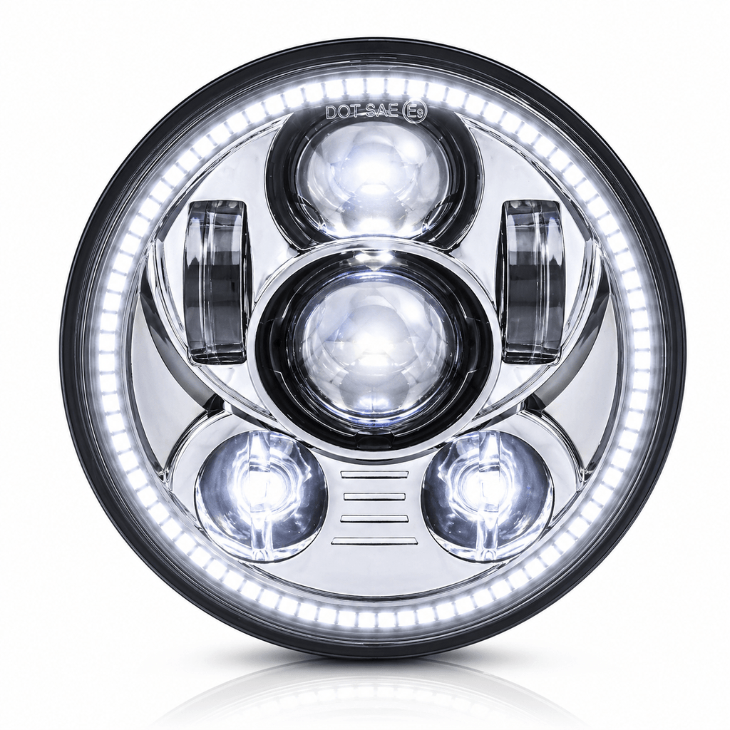 Eagle Lights 5 3/4" LED Headlight Kit with Halo Ring for Harley-Davidson® and Indian® Motorcycles - Generation III / Chrome