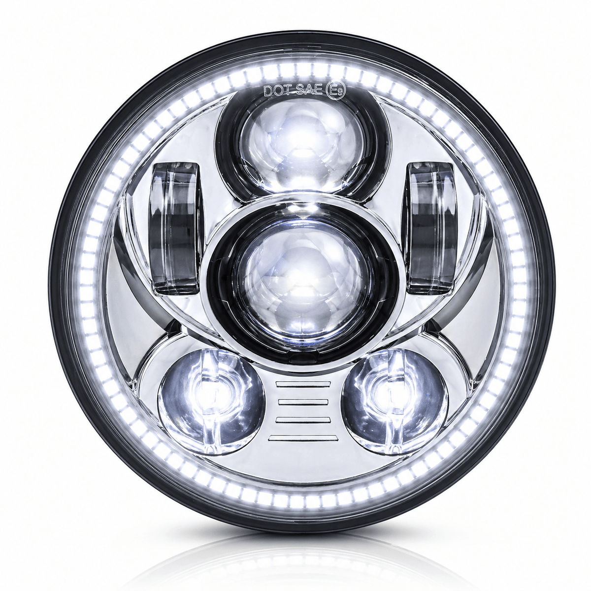 Eagle Lights 5 3/4" LED Headlight Kit with Halo Ring for Harley-Davidson® and Indian® Motorcycles - Generation III / Chrome