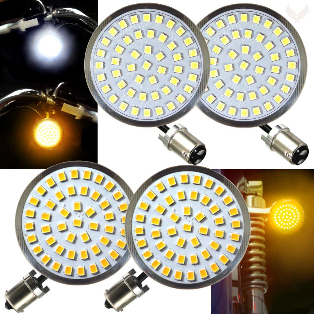 Eagle Lights 2" Generation II Front and Rear LED Turn Signals Kit for Harley-Davidson® Motorcycles - Front 1157 / Rear 1156 / Rear LEDs Amber